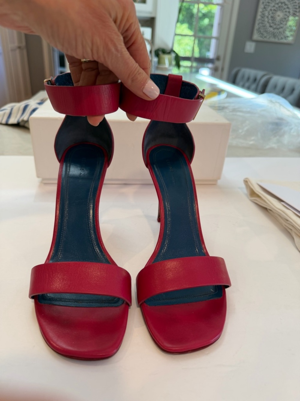 CELINE Dark Pink Leather Open-Toe Ankle-Strap Heels - GORGEOUS - Picture 8 of 11